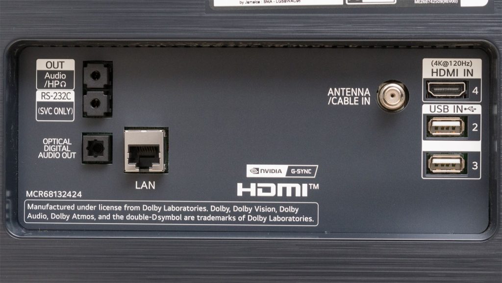 تصویر ورودی های پشت تلویزیون ال جی C1 OLED