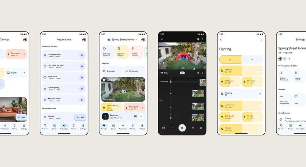 رابط کاربری برنامه جدید Google Home