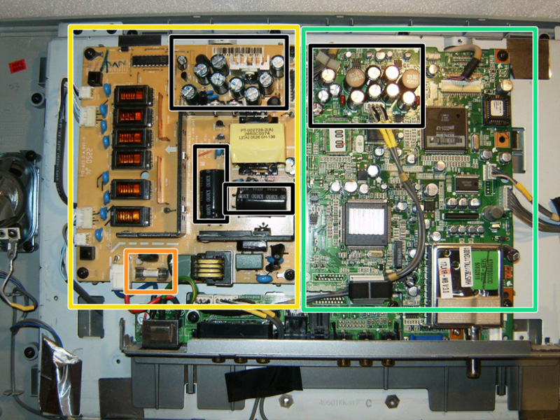 برد پاور و برد اصلی و فیوز تلویزیون LCD ال جی 17LX1R